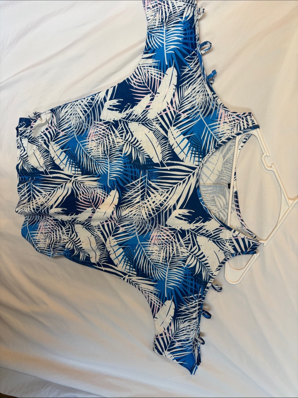 Blue Palm-Print Kids Short Sleeve Tee